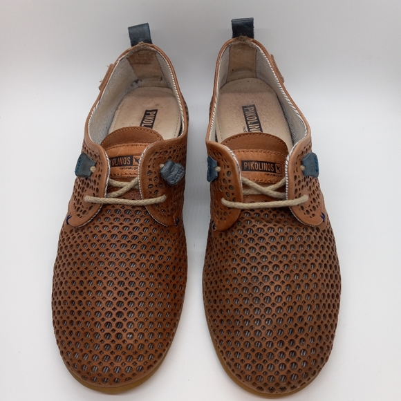 🔥OVER $100+ OFF!🔥37 6.5 7 PIKOLINOS LAZER CUT BROWN LEATHER RUBBER SOLE FLATS - Picture 4 of 16